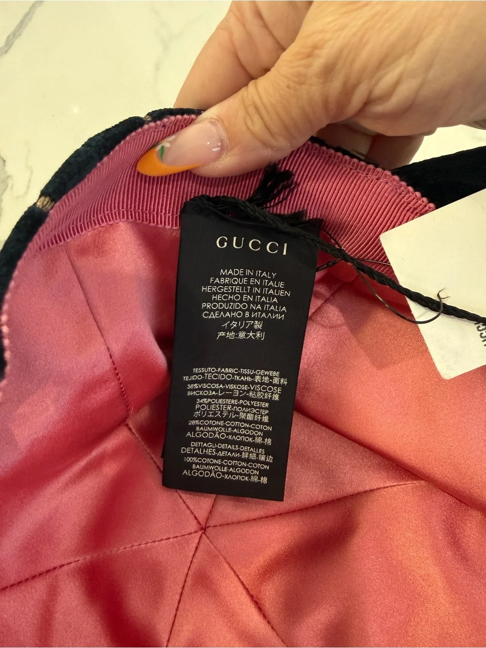 Gucci GG Logo Velvet Baseball Hat